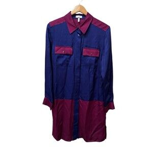 Escada Sport Womens Colorblock Long Sleeve Dress Button Down Sz 8/10 Medium
